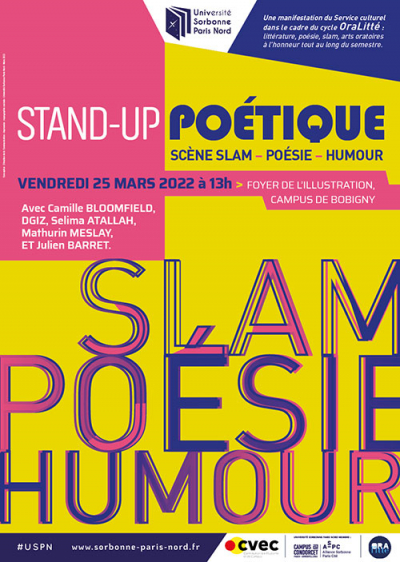 Stand-up poétique. Vendredi 25 mars à 13h, Foyer de l&#039;Illustration