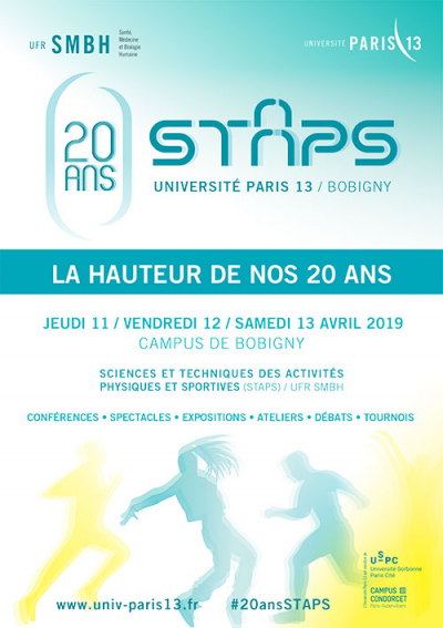 Les 20 ans du département STAPS, 11,12 et 13 avril 2019 - Campus de Bobigny