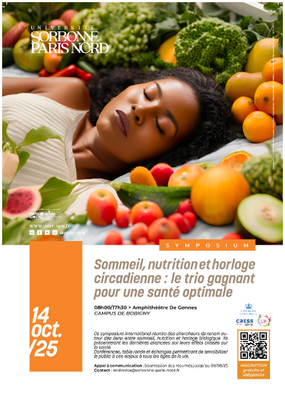 Symposium international : &quot;Sommeil, nutrition et horloge circadienne : le trio gagnant pour une santé optimale&quot;, 14 octobre 2025.